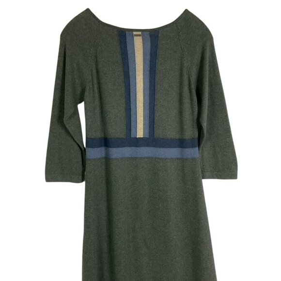 NWT PrAna Yarrah Dress, Medium, Dark Gray Blue Tan Organic Cotton, Toggle - Picture 9 of 15